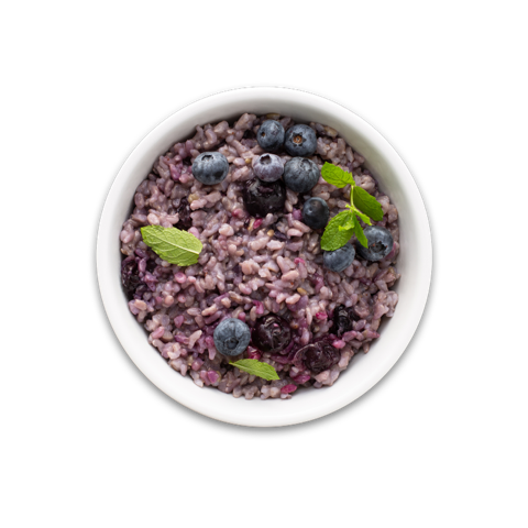Blueberry Rice Porridge w/ Almonds