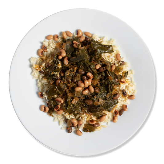 Braised Greens w/ Black-Eyed Peas & Rice