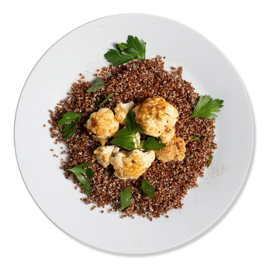 Roasted Tahini Cauliflower w/ Zaatar Quinoa