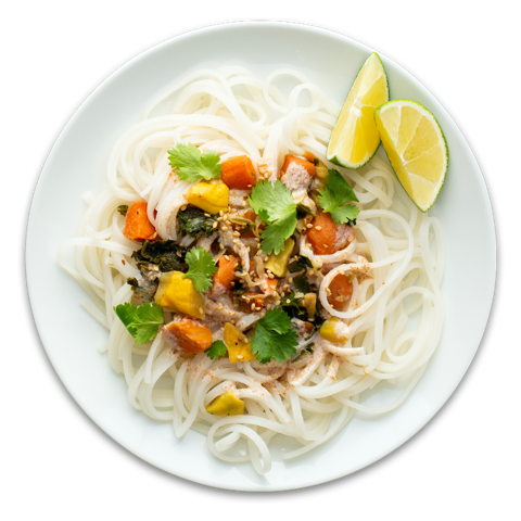 Sesame Pasta Salad w/ Kale, Carrots & Cabbage