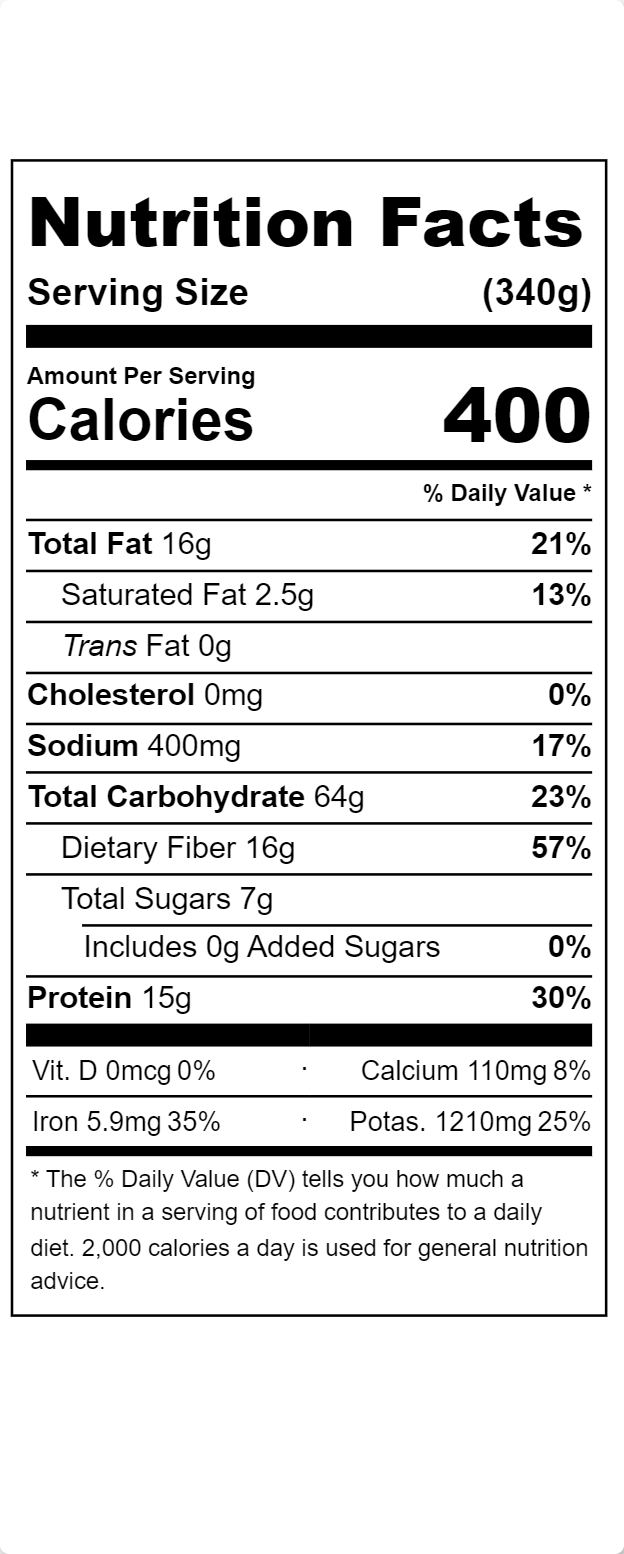 Black Bean Burger NFP